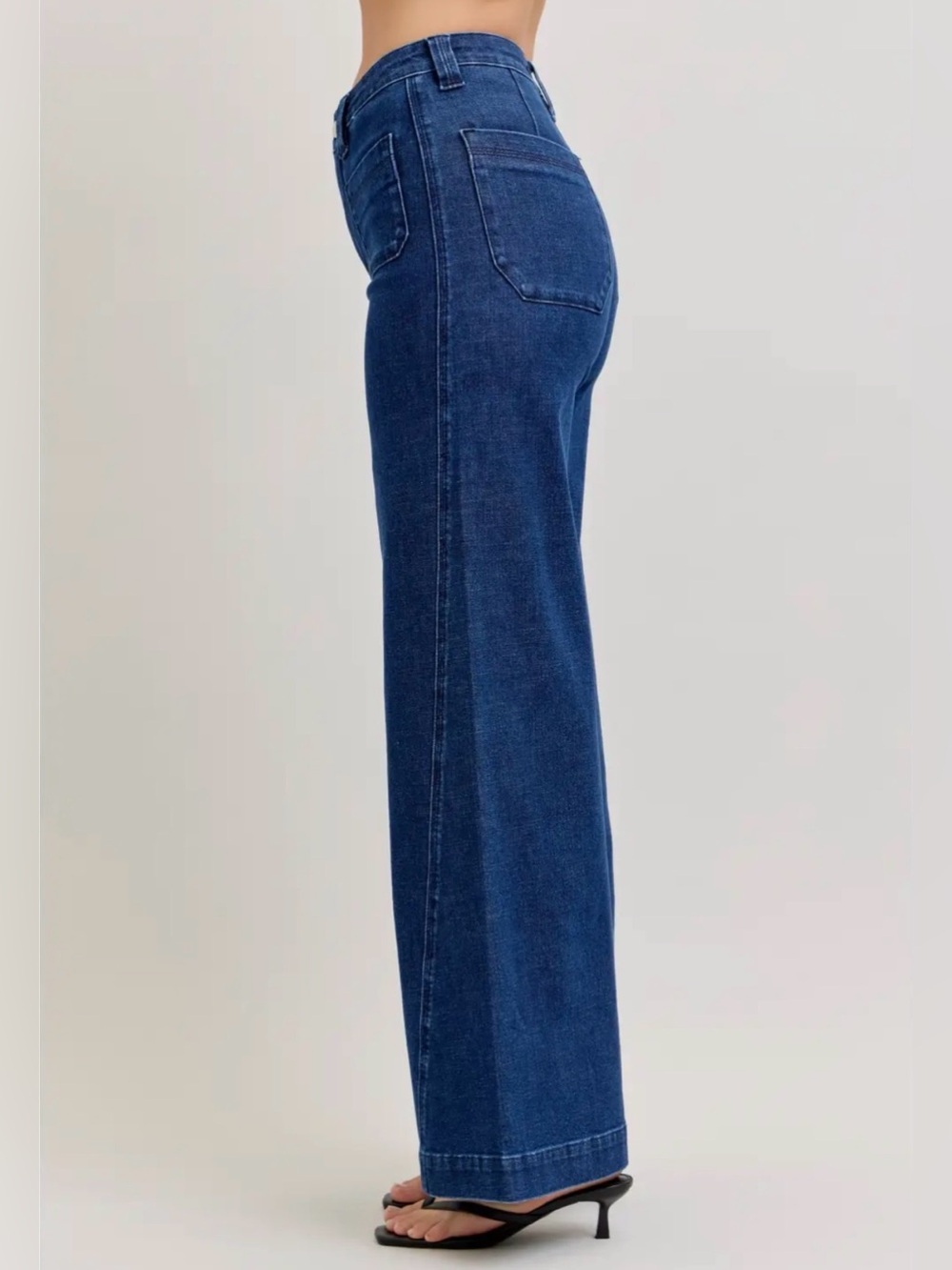 NWT Judy Blue Front Patch Pocket Wide Leg Jeans Twist Seam Optional IronOn Patch